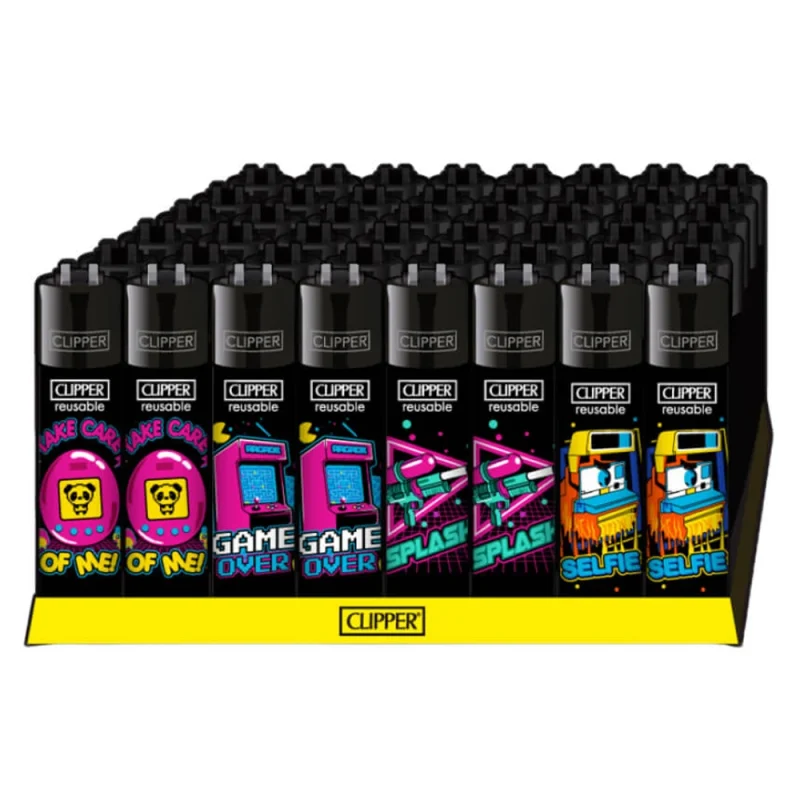 Présentoir de 48 briquets Clipper Large - Collection 90’s