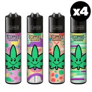 Briquets Clipper Maxi Happy Leaves x4