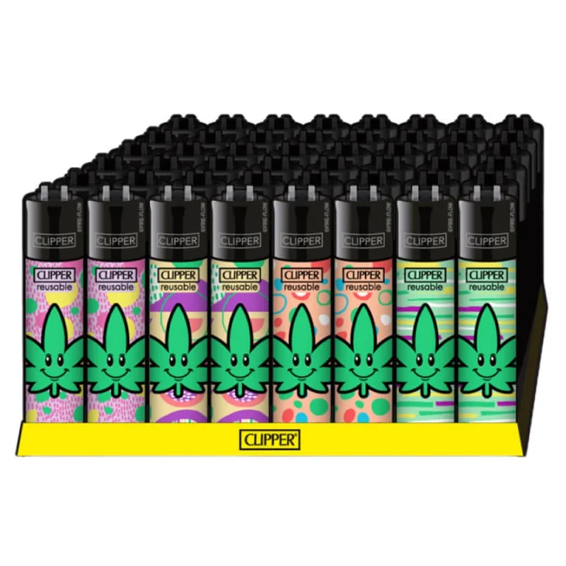 Boite de 48 briquets CLIPPER large - collection "happy leaves"