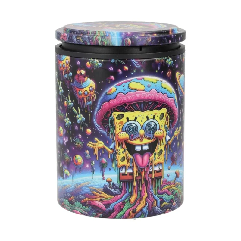 Cendrier voiture anti odeur avec couvercle et lumière led qui s'active à l'ouverture - idéal pour le porte gobelet de la voiture ! Design original Bob l'éponge