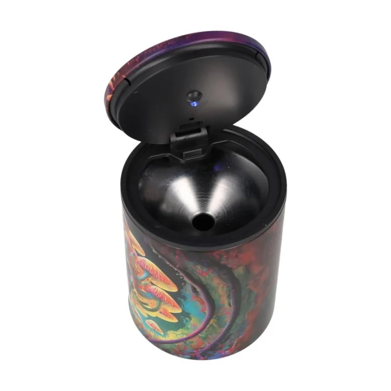 Cendrier voiture lumière LED et couvercle anti odeur - design têtes de mort