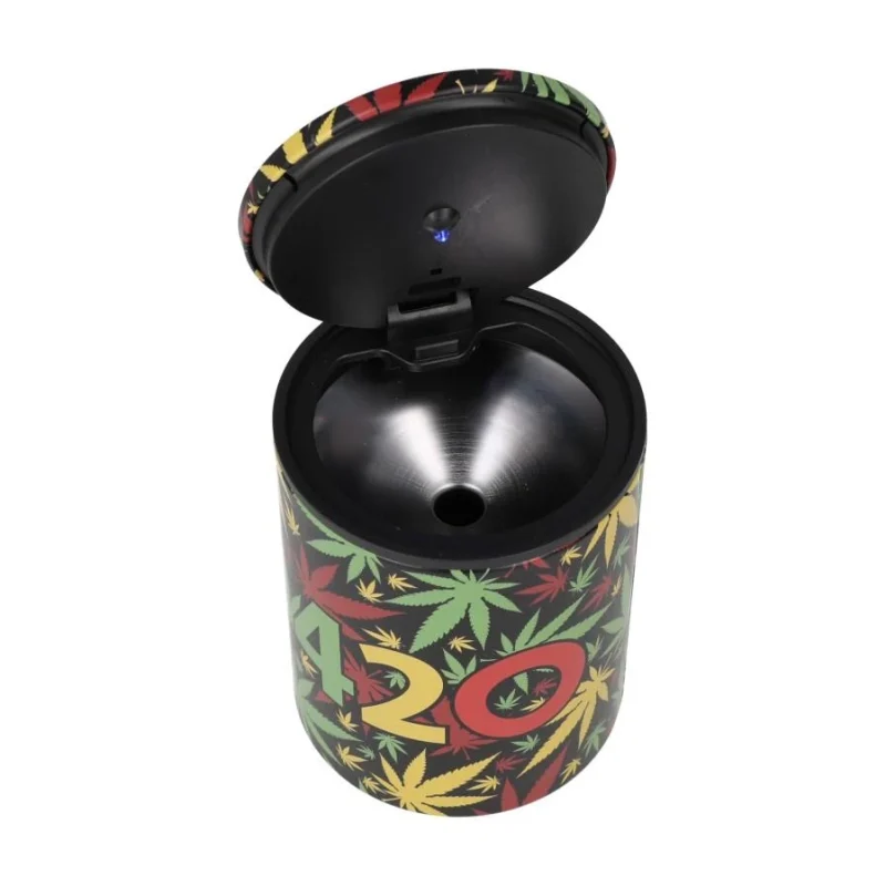 cendrier voiture anti odeur avec lumière led - couleurs rasta