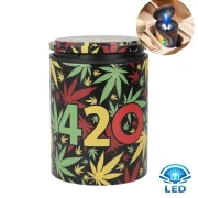 cendrier voiture porte gobelet avec lumière led et couvercle anti odeur - design rasta cannabis