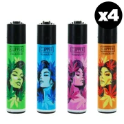 Lot de 5 briquets CLIPPER Large rechargeables au gaz, design original 