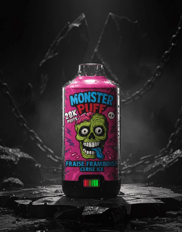 Monster Puff - puff rechargeable longue durée, 28000 bouffées - 12 goûts disponibles.