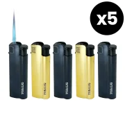 Pack économique de 5 briquets tempête rechargeables en métal - Jet flamme puissante