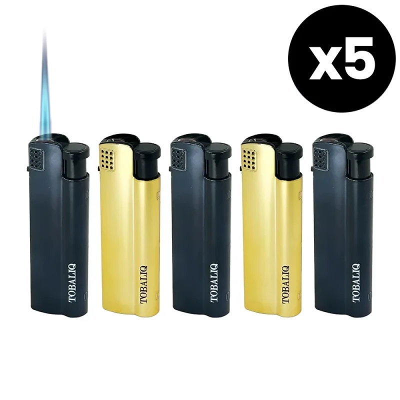 Pack économique de 5 briquets tempête rechargeables en métal - Jet flamme puissante
