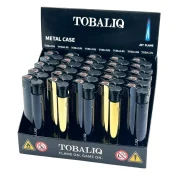 préentoir/boite de 25 briquets rechargeables flamme bleue puissante tempete