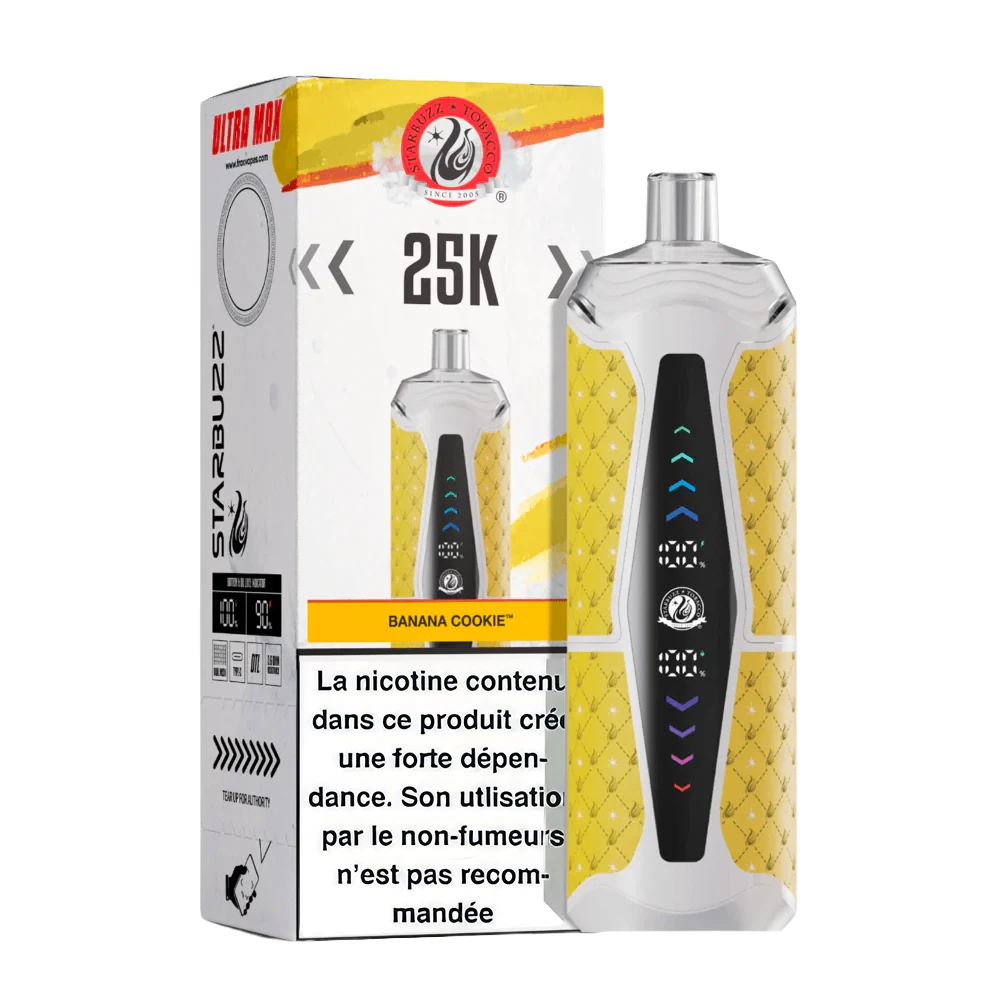 Puff Starbuzz 25K Ultra Max goût Banane cookie