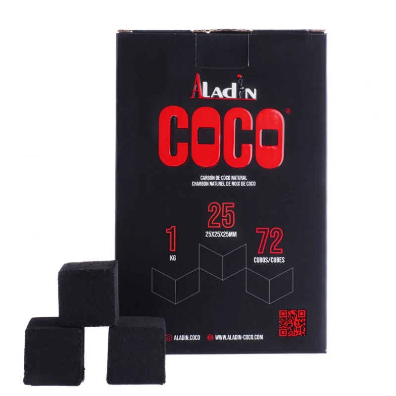 Charbon chicha Coco Aladin 25 mm - charbon naturel en cube