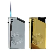 lot de 5 briquets flamme tempete puissante - rechargeables en gaz - allumage électroniques - mix coloris argent et doré