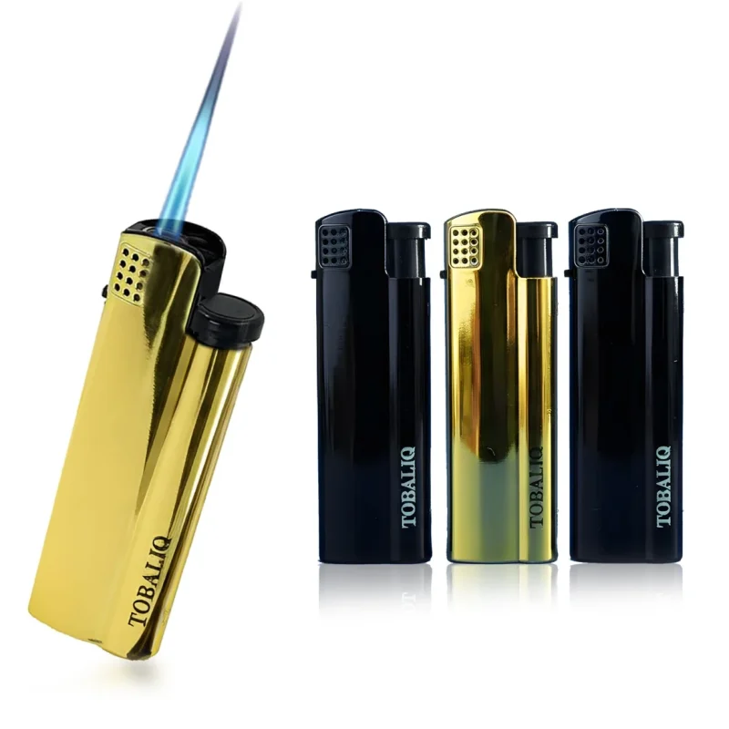 briquet tempete élégant, rechargeables en gaz - lot de 5 briquets or et noir