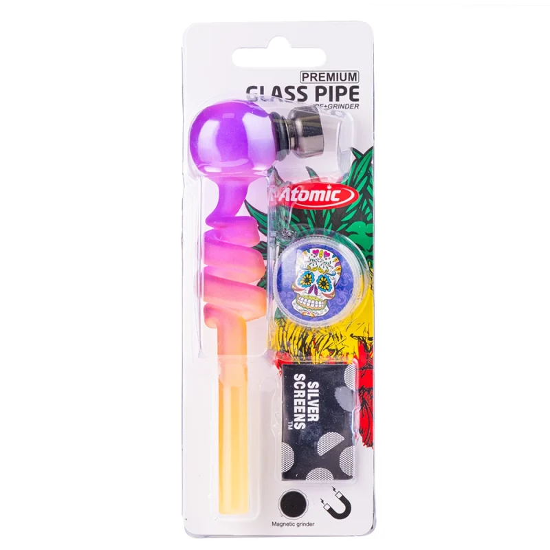 Set Pipe en verre spirale + grilles + mini grinder