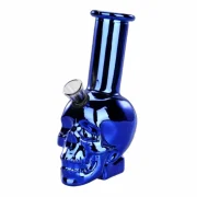 Mini Bang Skull - 14 cm - Verre - Pipe à eau originale en verre coloré et en forme de tête de mort. Douille en verre amovible.