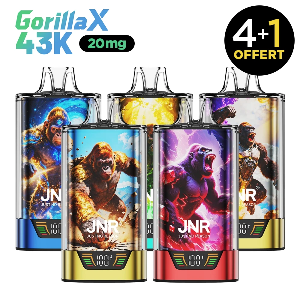 pack de puff JNR Gorilla pas cher - 4 achetées + 1 OFFERTE - Puff avec nicotine 43 000 bouffées