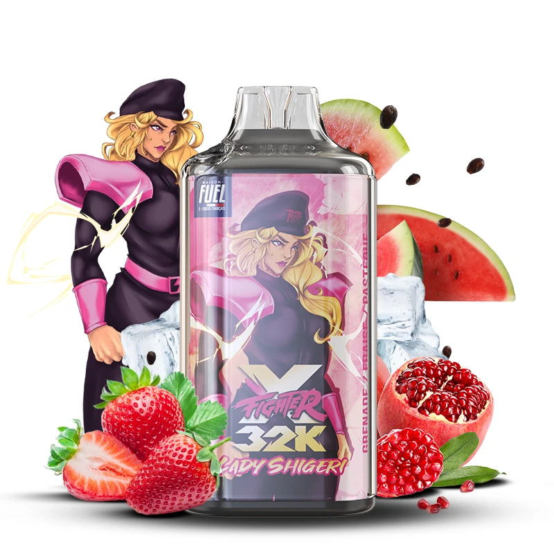 Puff XFighter 32K Sans Nicotine - Lady Shigeri (fraise, grenade, pastèque glacée)