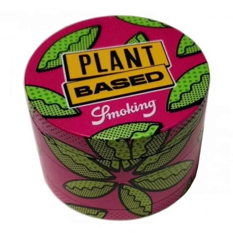 grinder XL rose avec décor de feuilles de cannabis - marque smoking