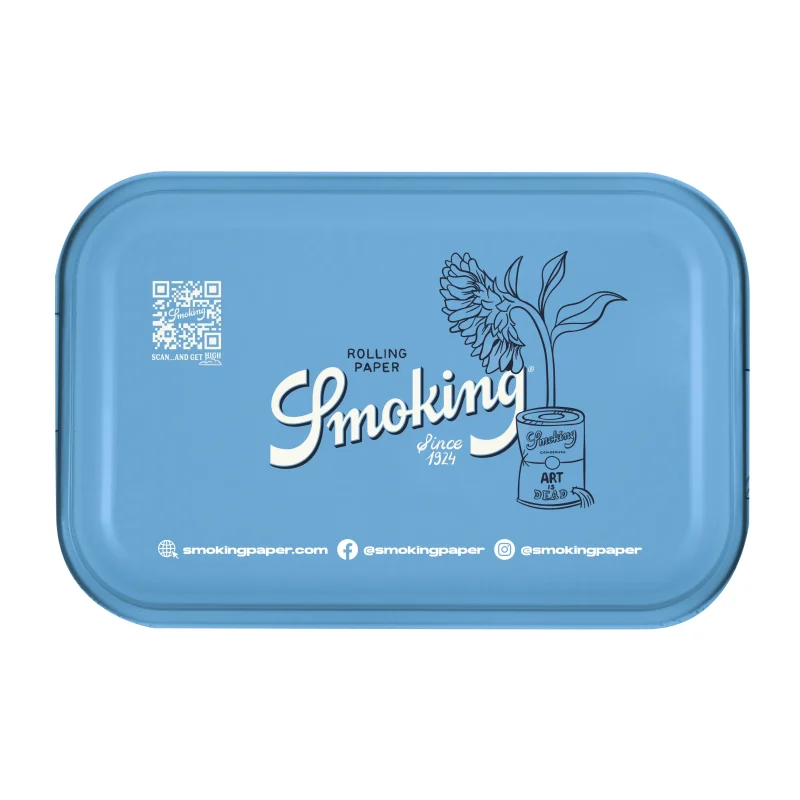 Plateau en métal Smoking Tray Art Is Dead - plateau fumeur moyen format - décor tête de mort et plantes mexicaines par Smoking