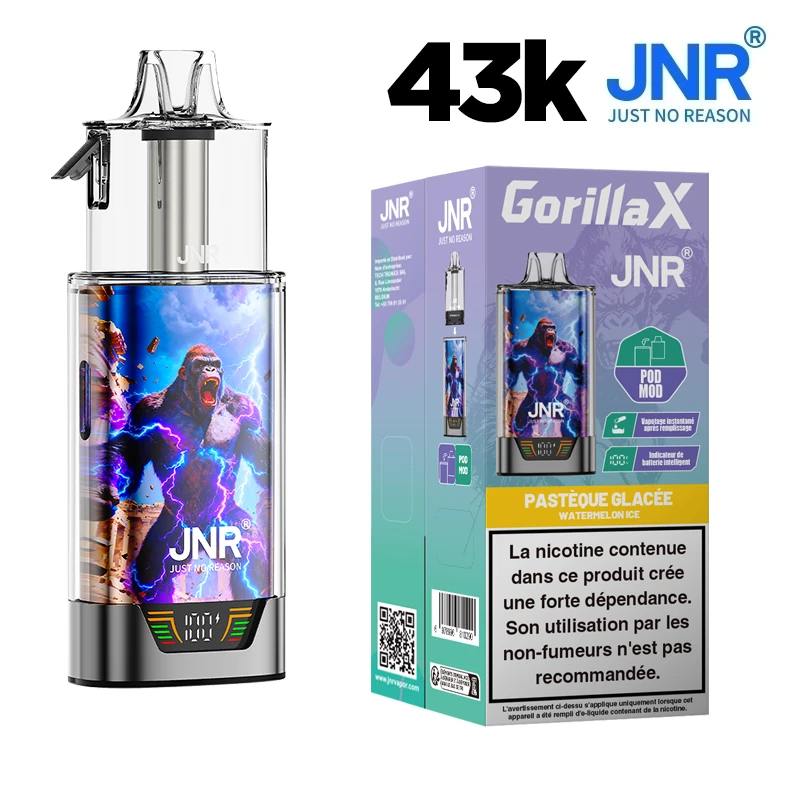 Puff JNR Gorilla 43K - Watermelon Ice - puff rechargeable 43 000 bouffées goût pastèque glacée