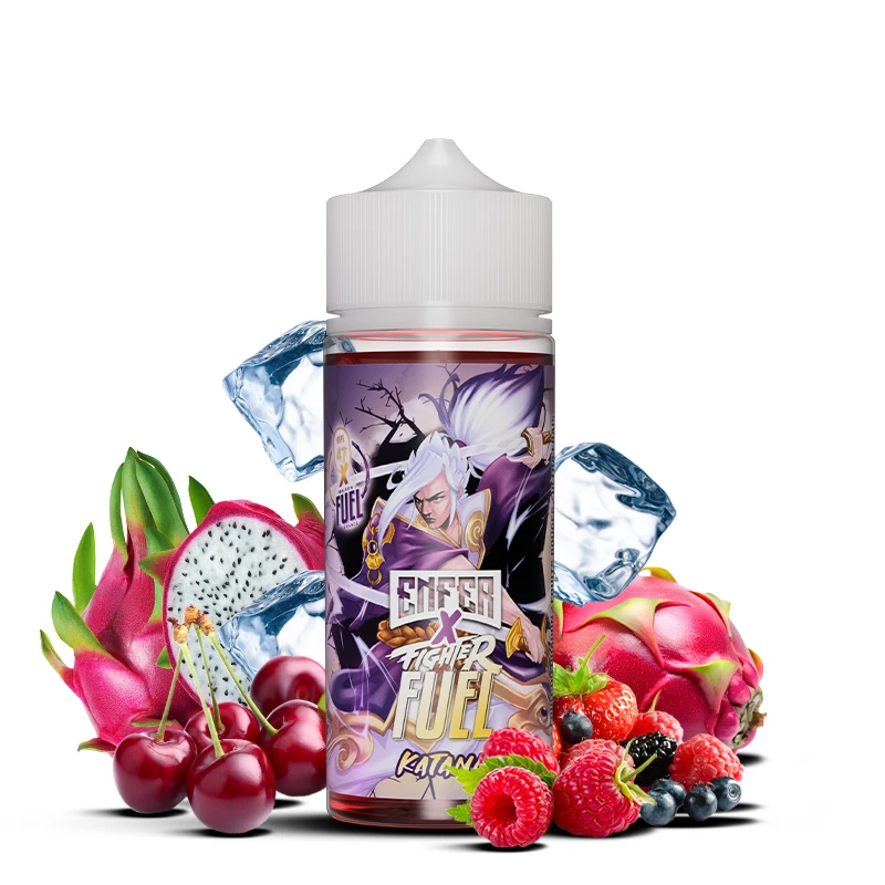 Fighter Fuel Katana 100 ml - Cerise et fruits rouges, sans nicotine prêt à booster