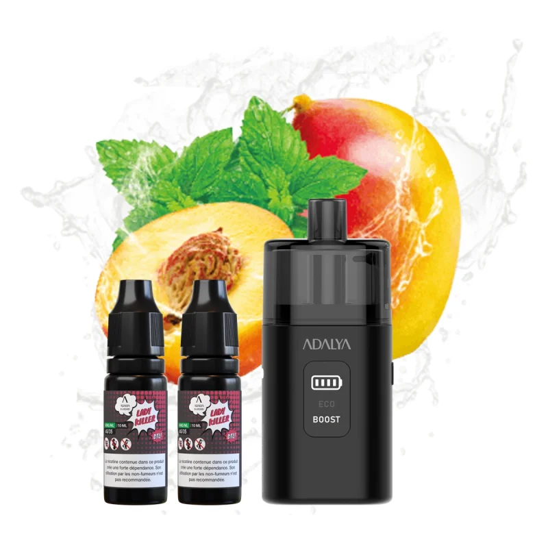 Puff 30K Adalya Myvo - Goût fruité lady killer (pêche, melon, menthe)