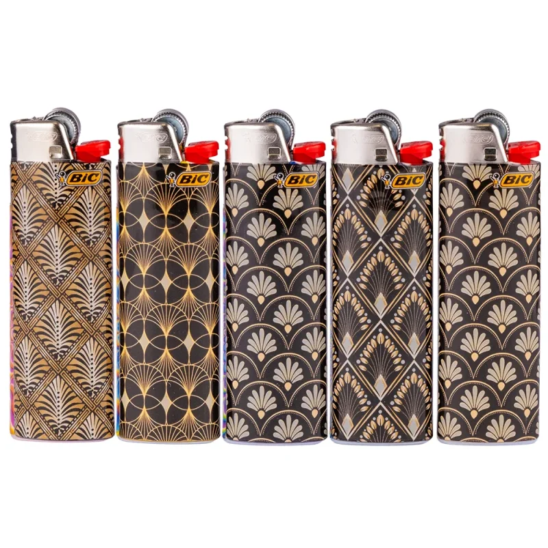 briquets BIC format maxi décorés noir, or et argent - collection "silver art"