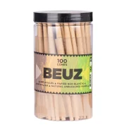 Lot de 100 cônes pré roulés avec papier naturel non blanchi - Filtre toncar W - bite plastique avec couvercle hermétique