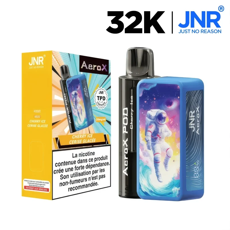 AeroX JNR Cherry ice - Puff 32 000 bouffées - Batterie rechargeable 850 mAh