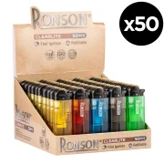 Boite de 50 briquets à pierre transparents Ronson