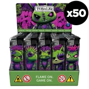 Lot économique de 50 briquets rechargeables - allumage piézo - décor original