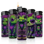 Lot de briquets électroniques rechargeables en gaz - allumage piezo - design original et coloré