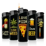 briquets électroniques rechargeables et décorés - lot de 5