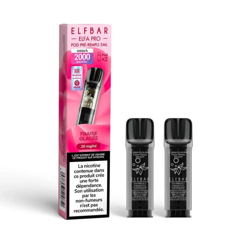 Cartouches ELFA Pro Fraise Glacée 2 ml x2 - Elfbar