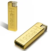briquet original en forme de lingot d'or - rechargeable en gaz - flamme jet bleue puissante chalumeau
