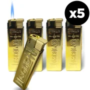 Lot de 5 Briquets Électroniques Jet Flame Goldex Métal Edition