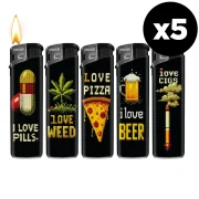 Lot de 5 briquets électroniques décorés 