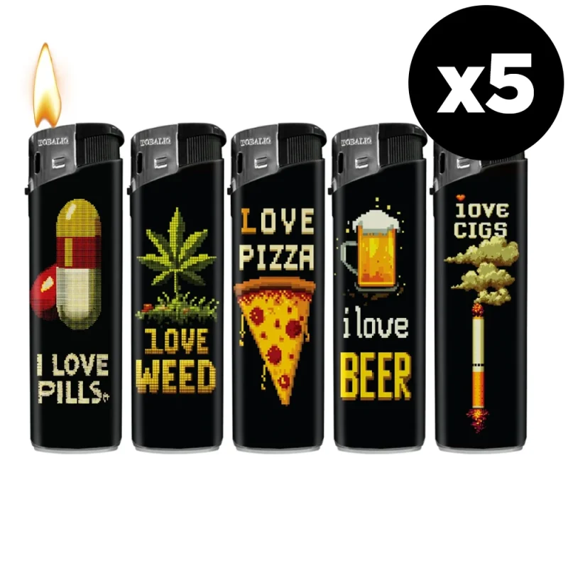 Lot de 5 briquets électroniques décorés "Bad Choice"