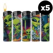 Lot de 5 briquets électroniques décorés 