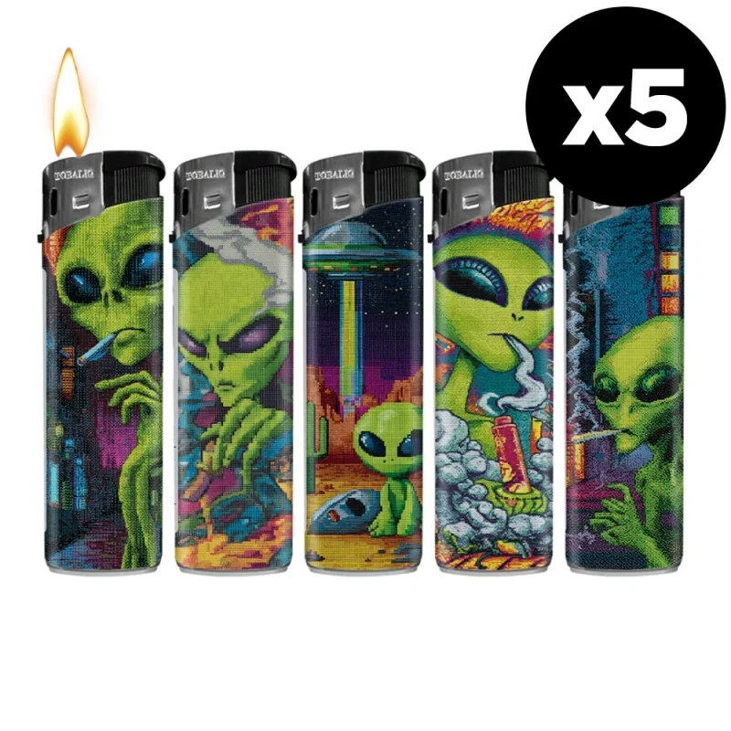 Lot de 5 briquets électroniques décorés "Pixel Trip"