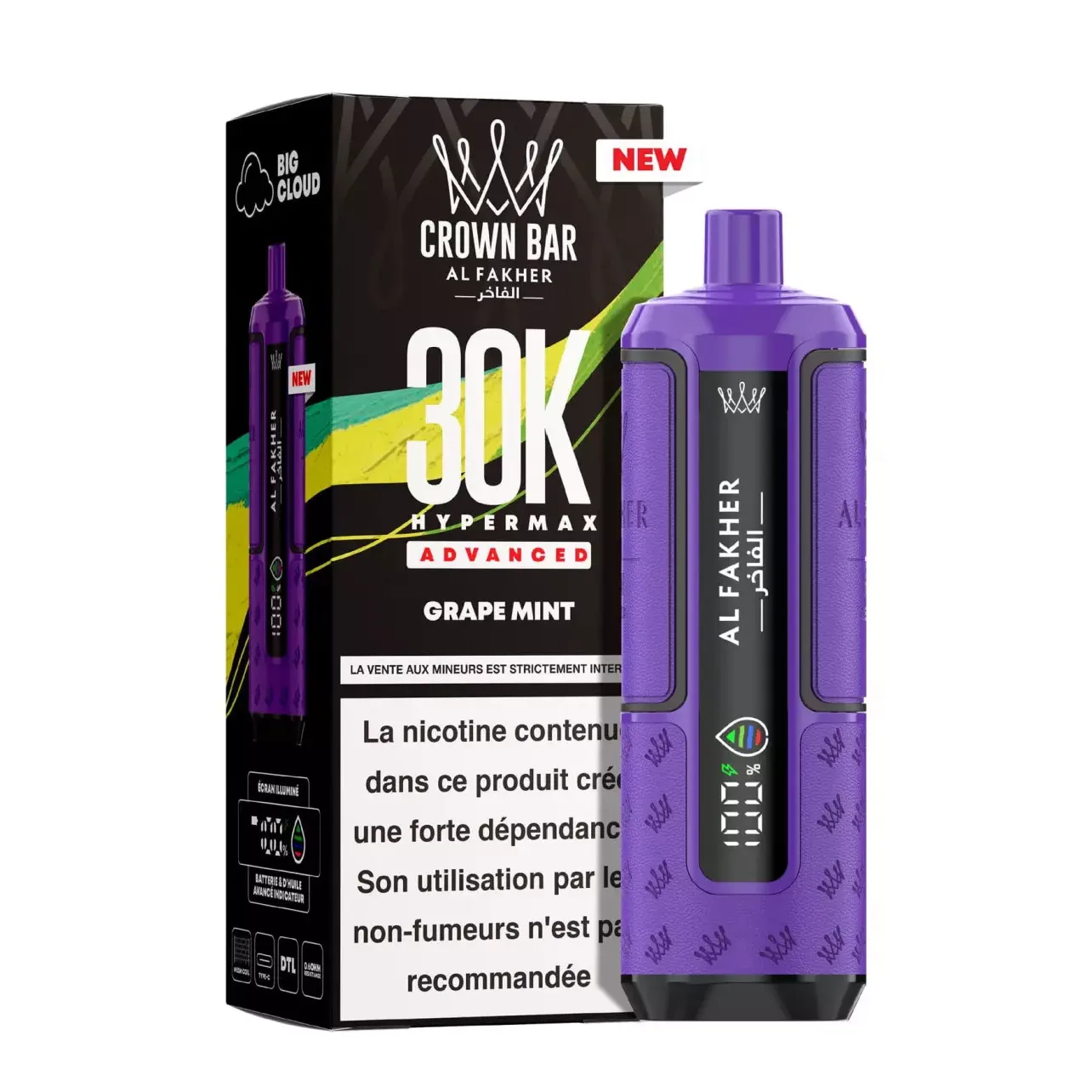 Puff Al Fakher Crown Bar 30K - Grape Mint