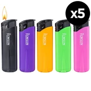 Assortiment de 5 briquets électroniques rechargeables en gaz - réutilisables de la marque RONSON