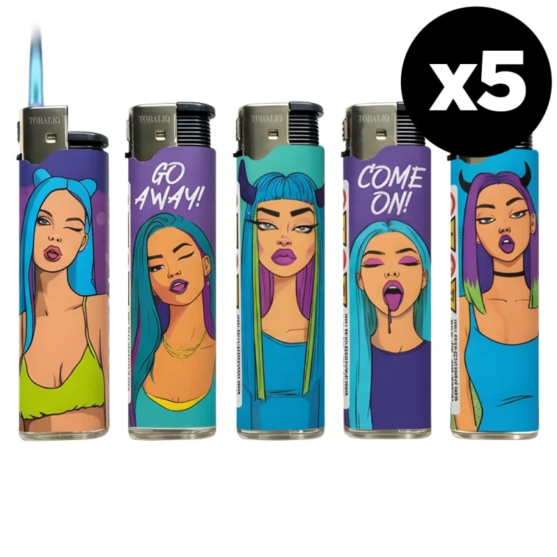 Pack de 5 briquets tempête "jet" - Design 3D - Rechargeables Gaz