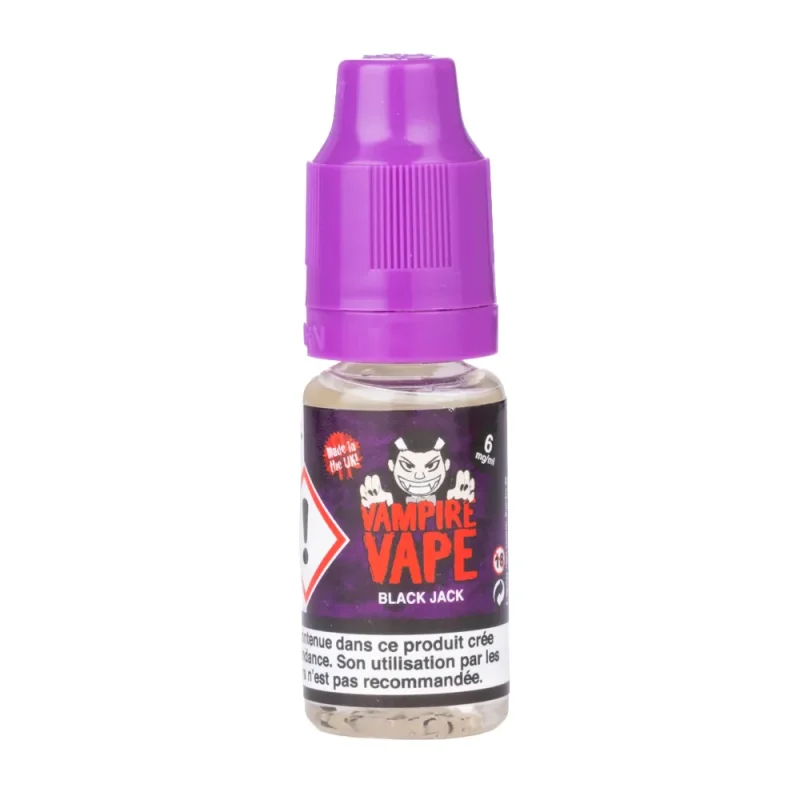 flacon de eliquide black jack vampire vape dosé à 6mg de nicotine