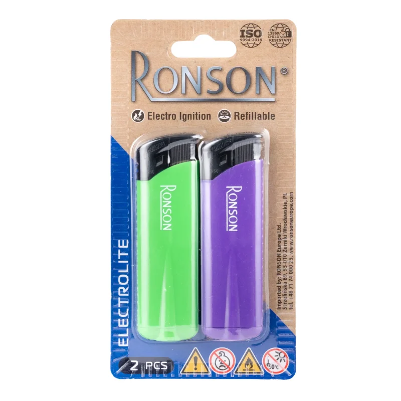 lot de 2 briquets electroniques rechargeables en gaz de la marque RONSON