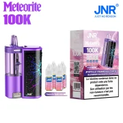 JNR 100K MEteorite - puff rechargeable 100000 bouffées llivrée avec 4 flacons de eliquide JNR Blueberry Raspberry Cherry