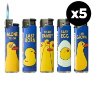 Lot de 5 briquets électroniques rechargeables JET - Duck Family