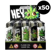 Briquets tempête rechargeables décorés Weed Face x50