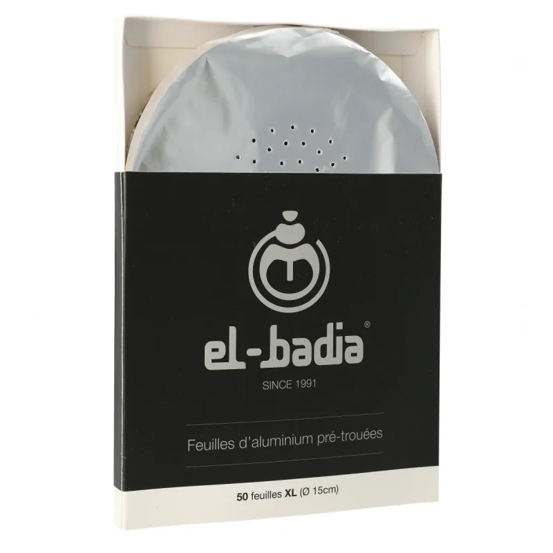 Aluminium chicha perforé el badia - paquet de 50 feuilles rondes avec trous.
