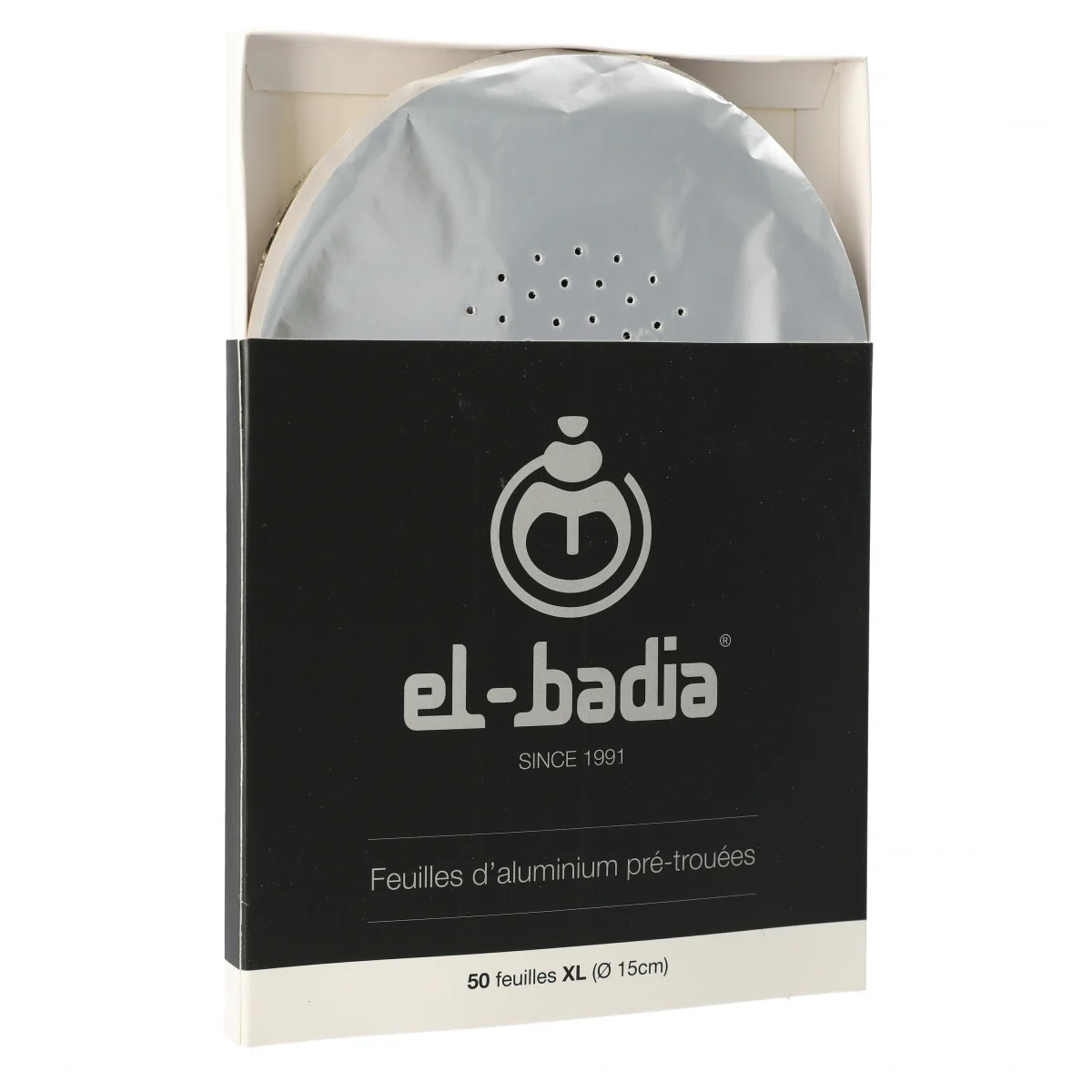 Aluminium chicha perforé el badia - paquet de 50 feuilles rondes avec trous.