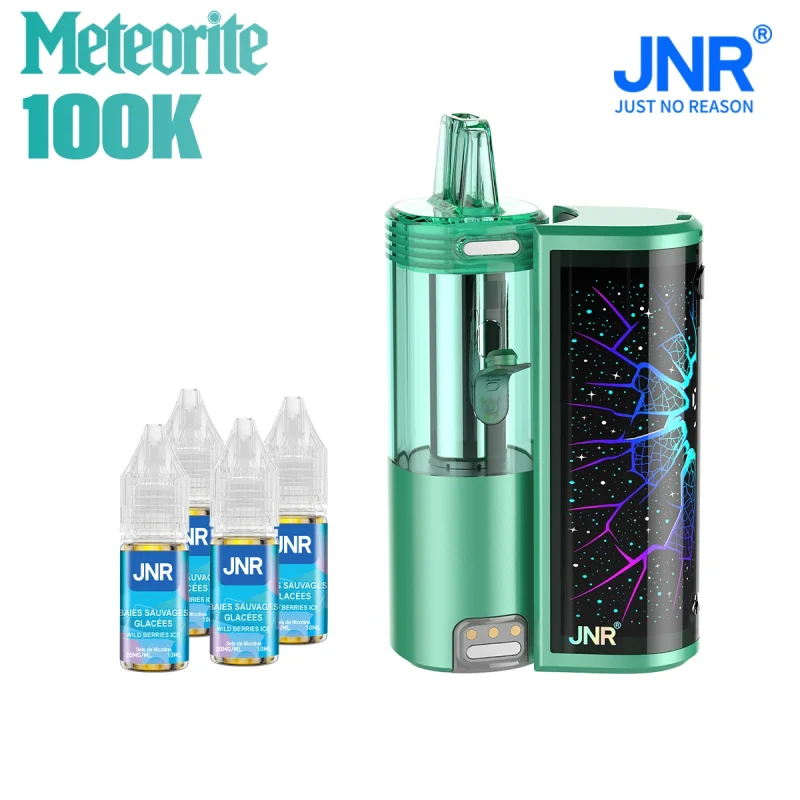 JNR Meteorite 100 000 bouffées - Saveur fruits des bois intense - livrée avec 4 fioles de gout JNR